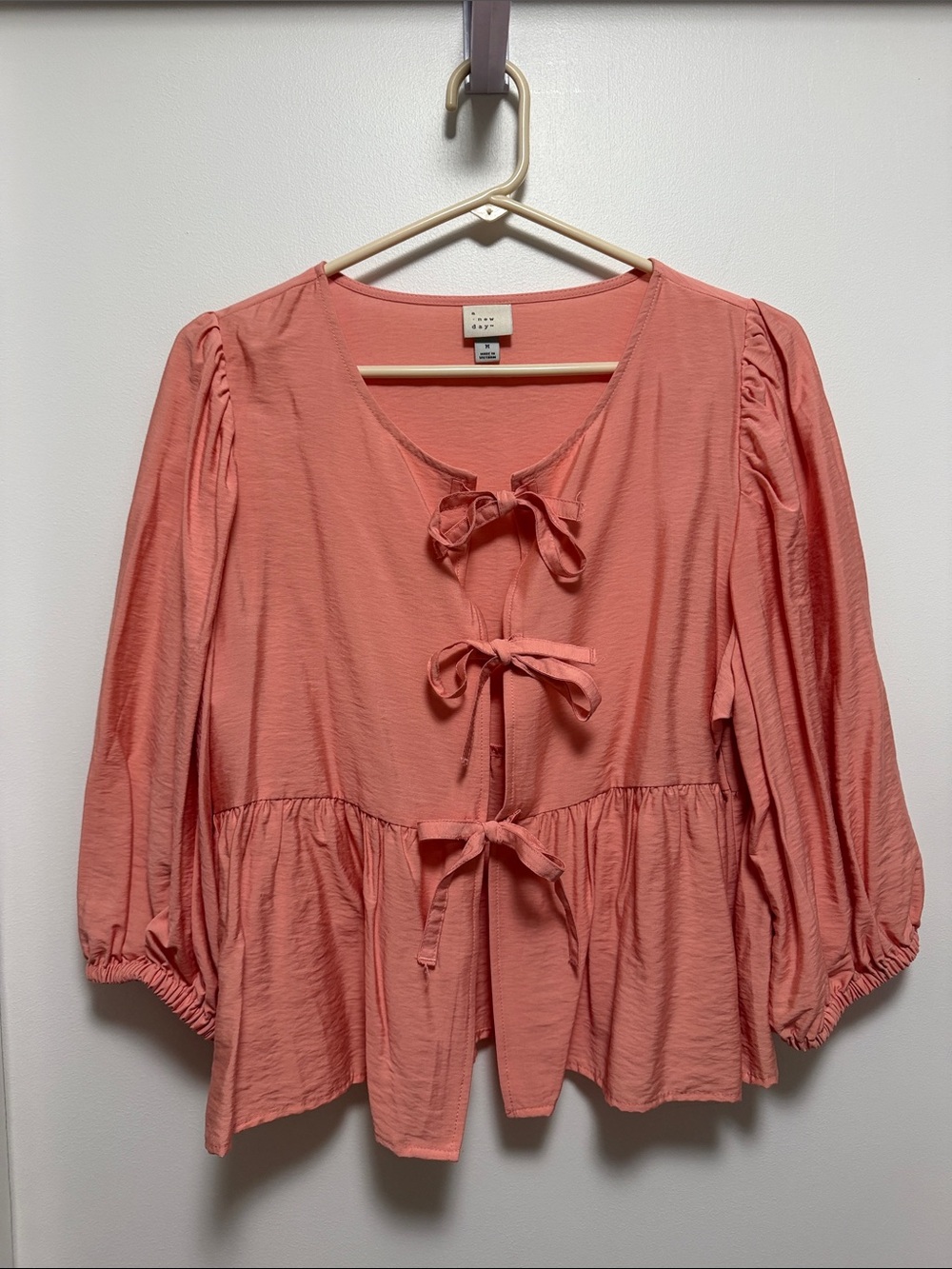 NWOT Coral Tie-Front Peplum Jacket